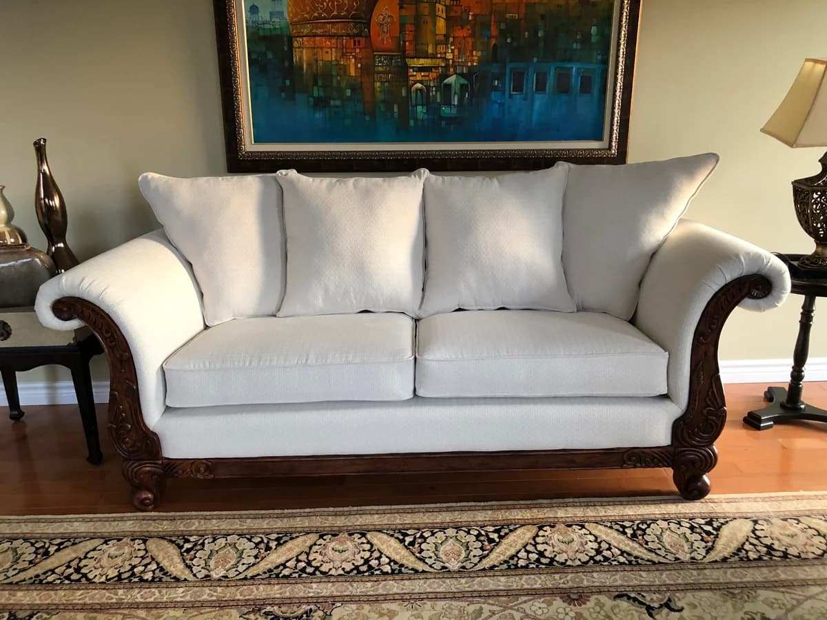sofa upholstered with white fabric